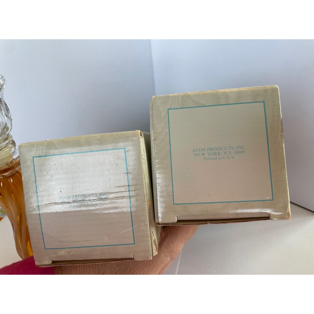 Vintage Avon Opalique Swirl Glass Candlestick Cologne Bottles - Set of 2 - Picture 3 of 8